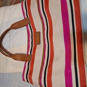 Kate Spade Red and Pink Striped Tote